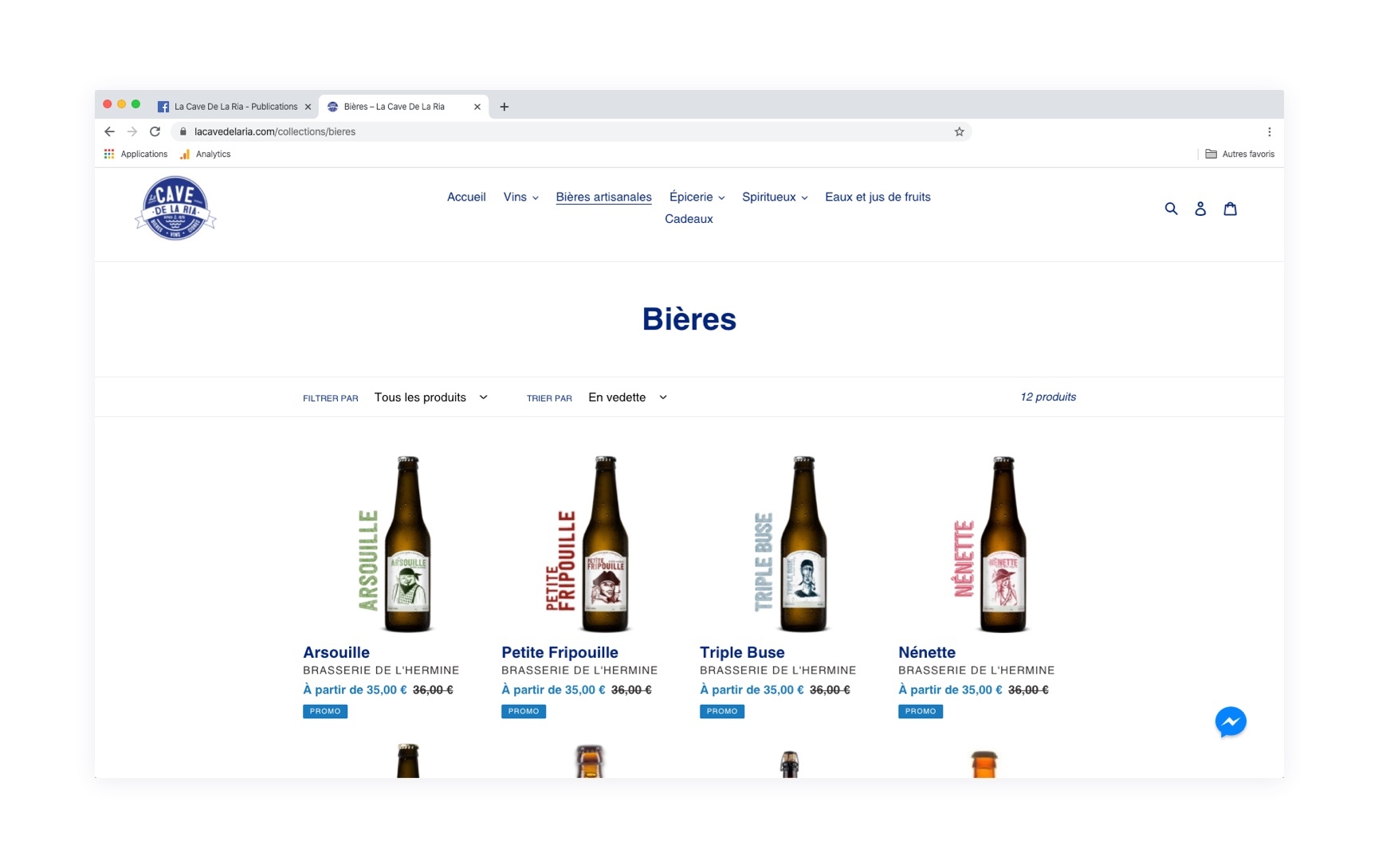 La Cave de la Ria a mis en place avec une agence web locale un site e-commerce en quelques jours seulement