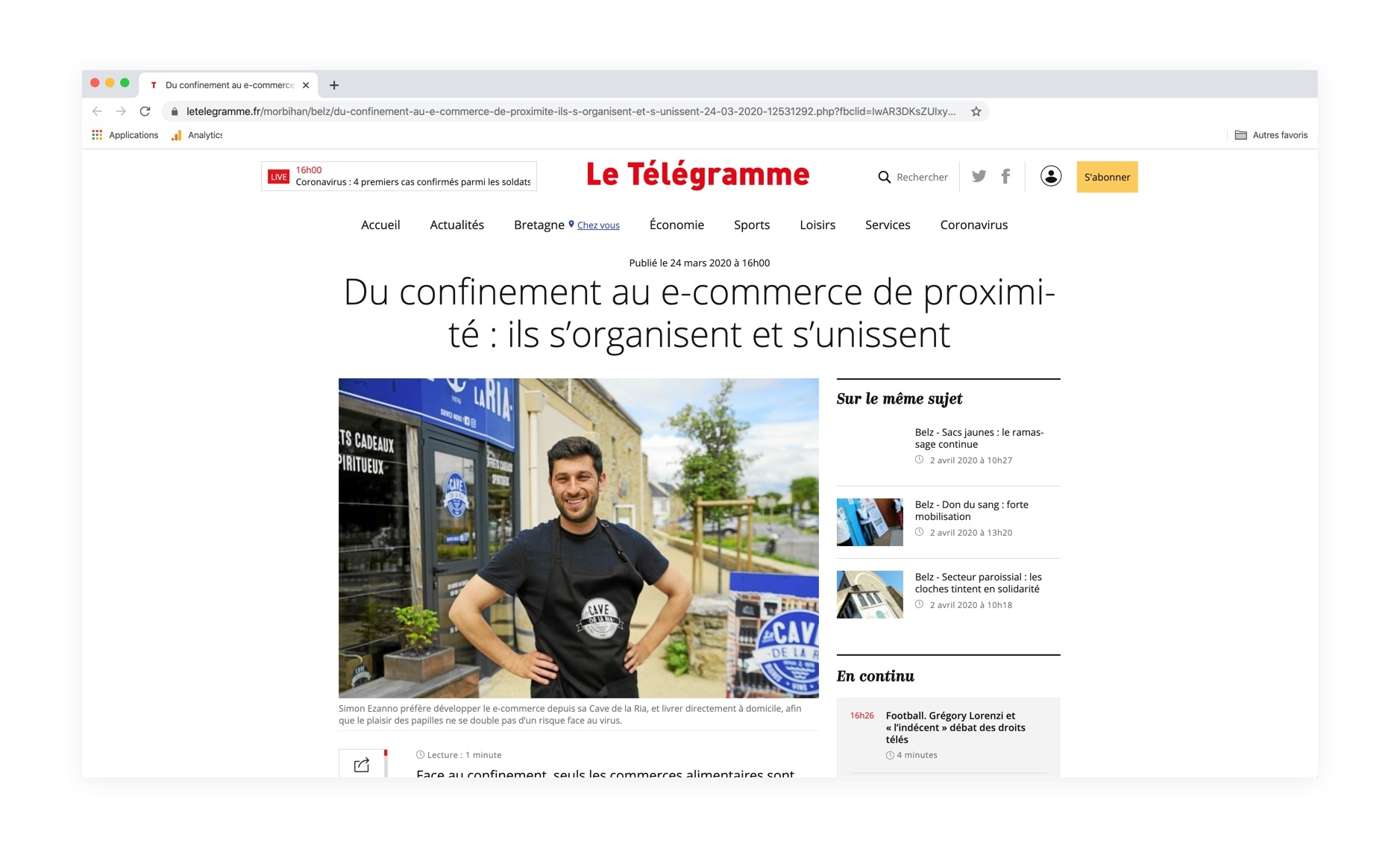 La Cave de la Ria dans le Télégramme (article en lien)