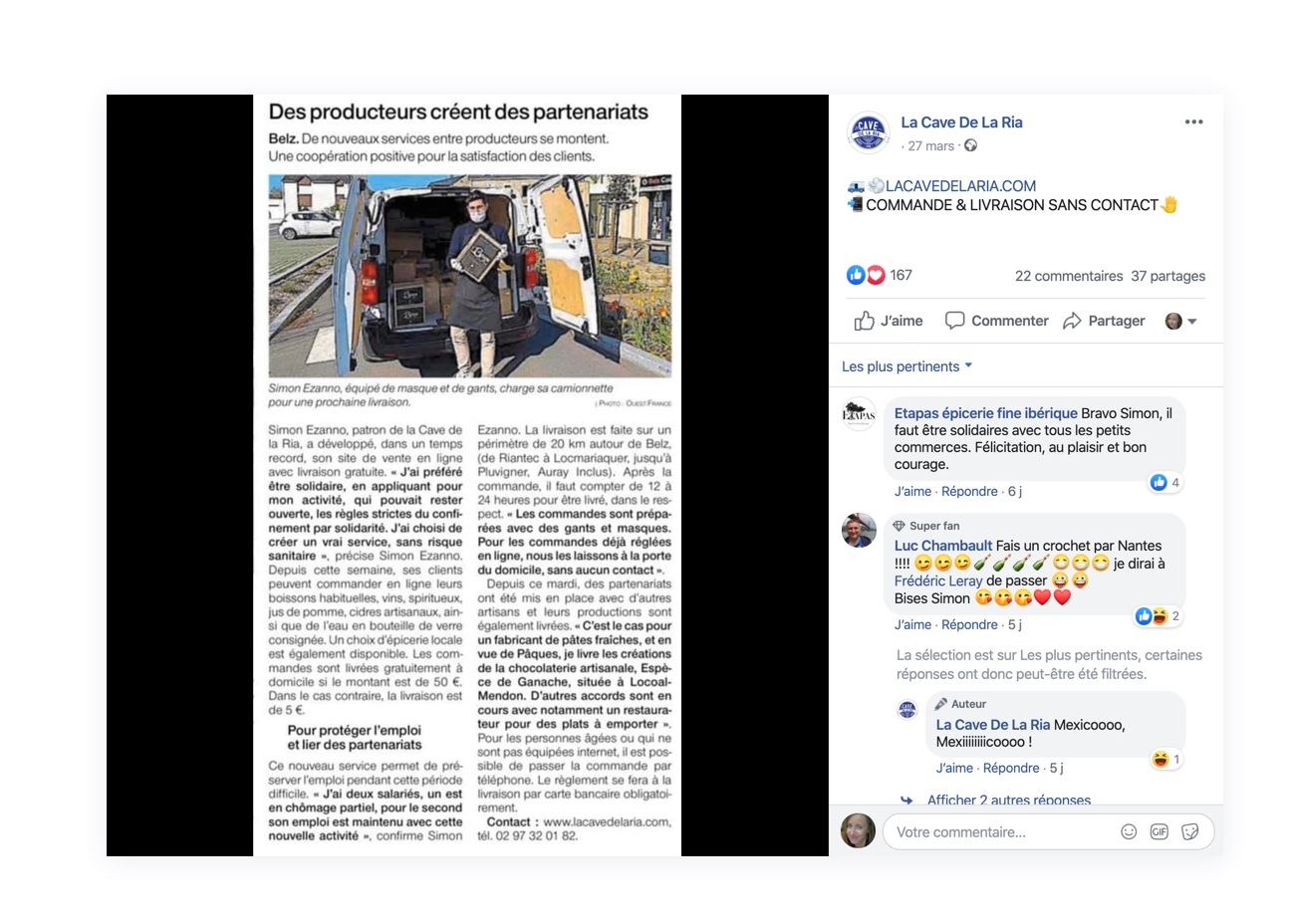 La Cave de la Ria dans le Ouest-France également.