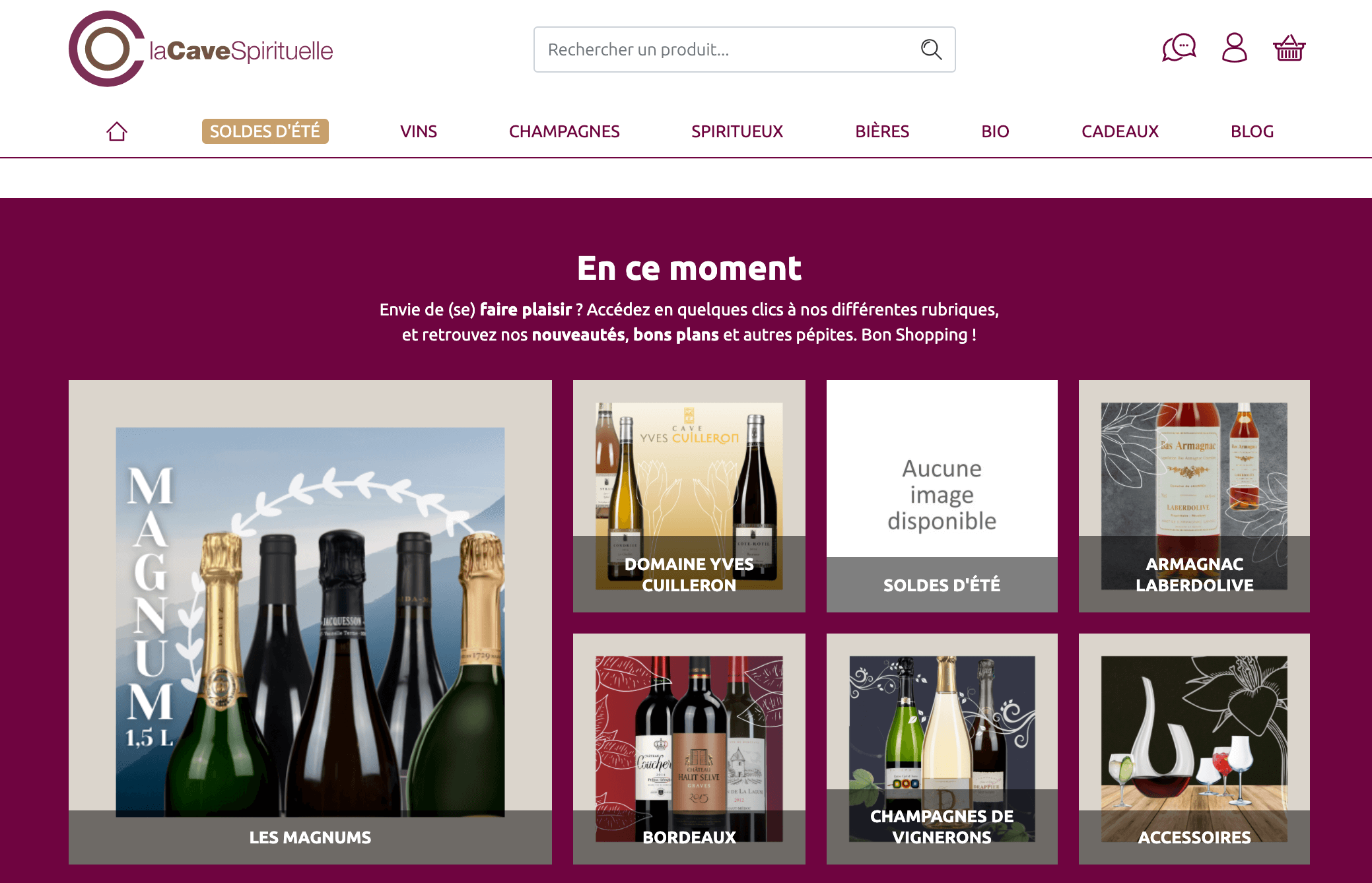 Le site de vente en lignes de notre client La Cave Spirituelle