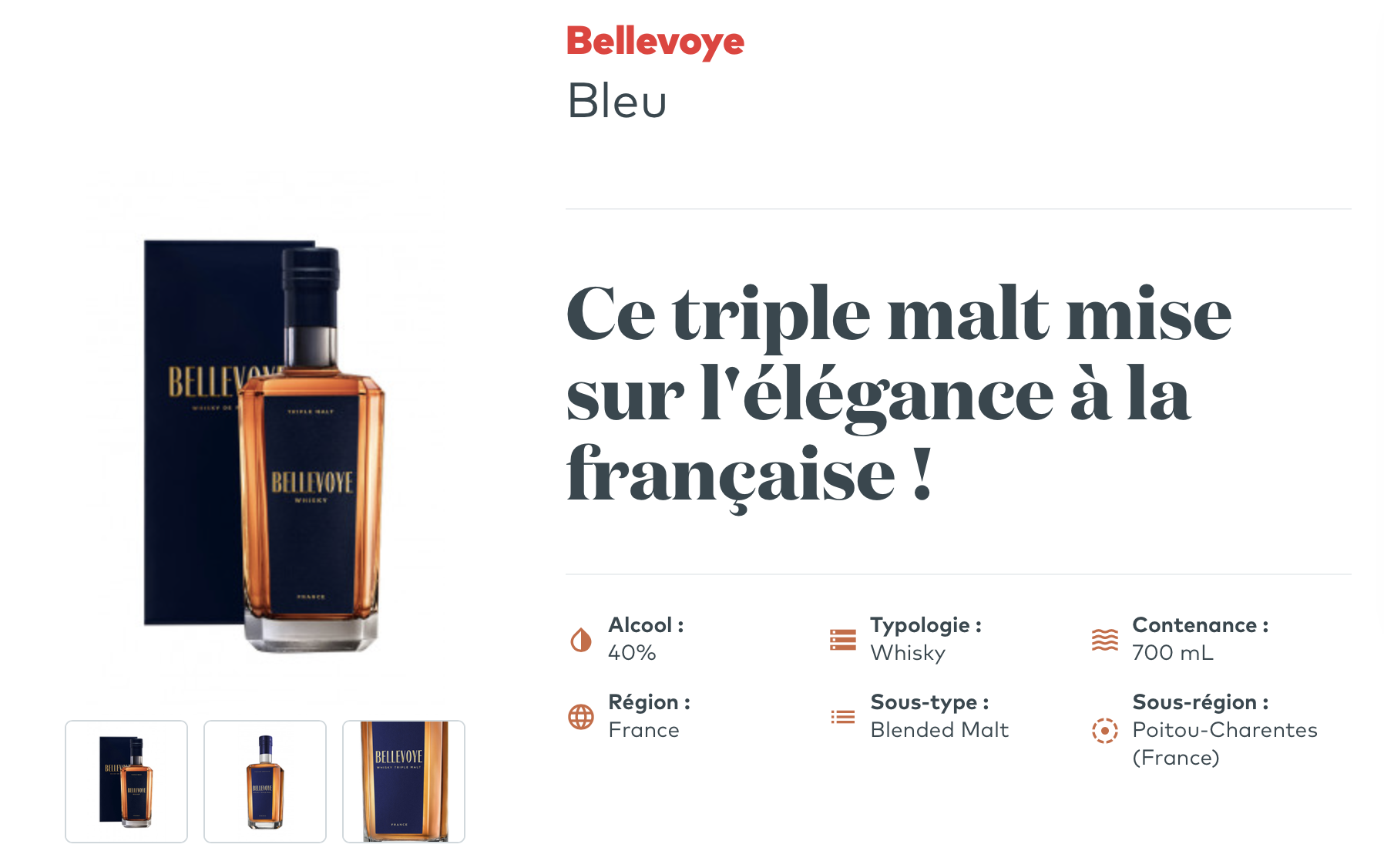 Fiche produit bouteille de triple malt