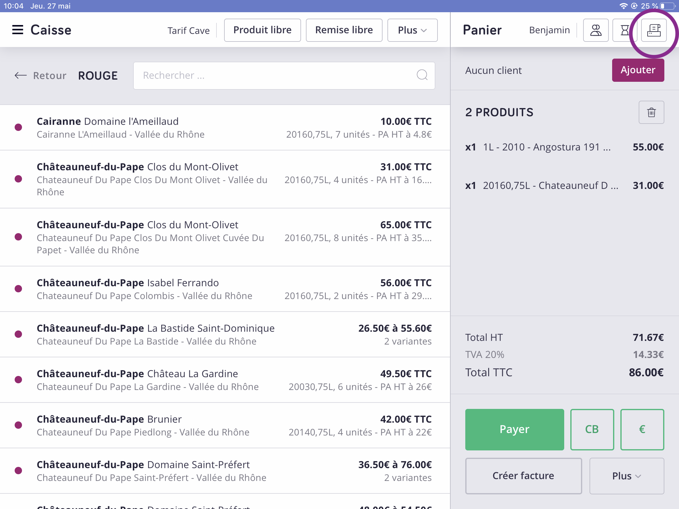 Les tickets provisoire disponible sur le logiciel de gestion caisse Wino