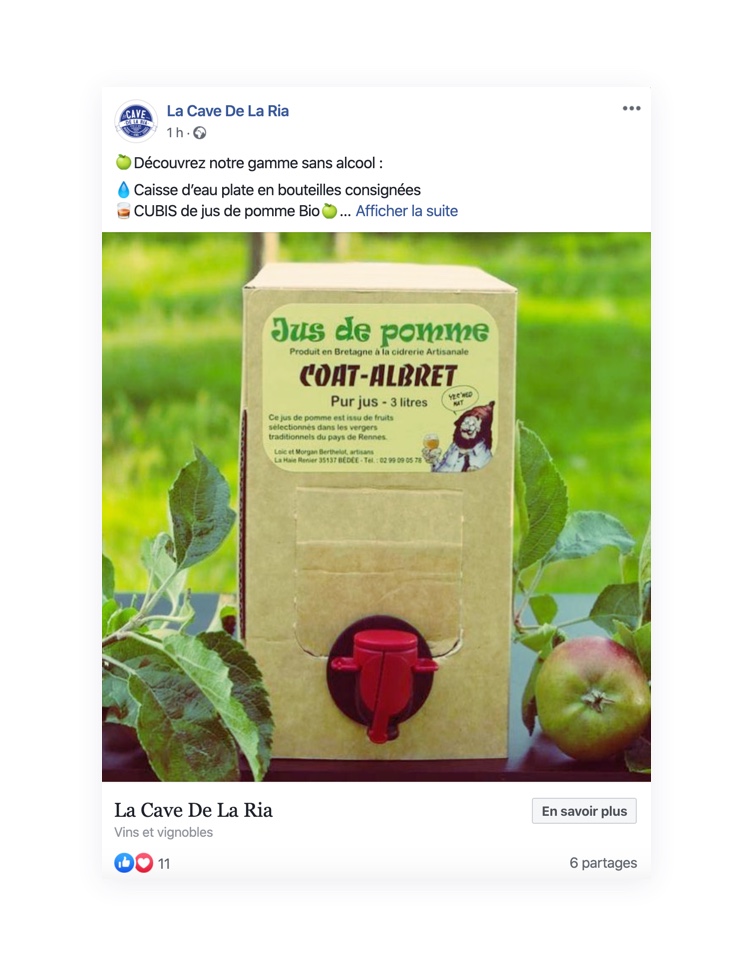 Les boissons non alcoolisées chez Cave de la Ria