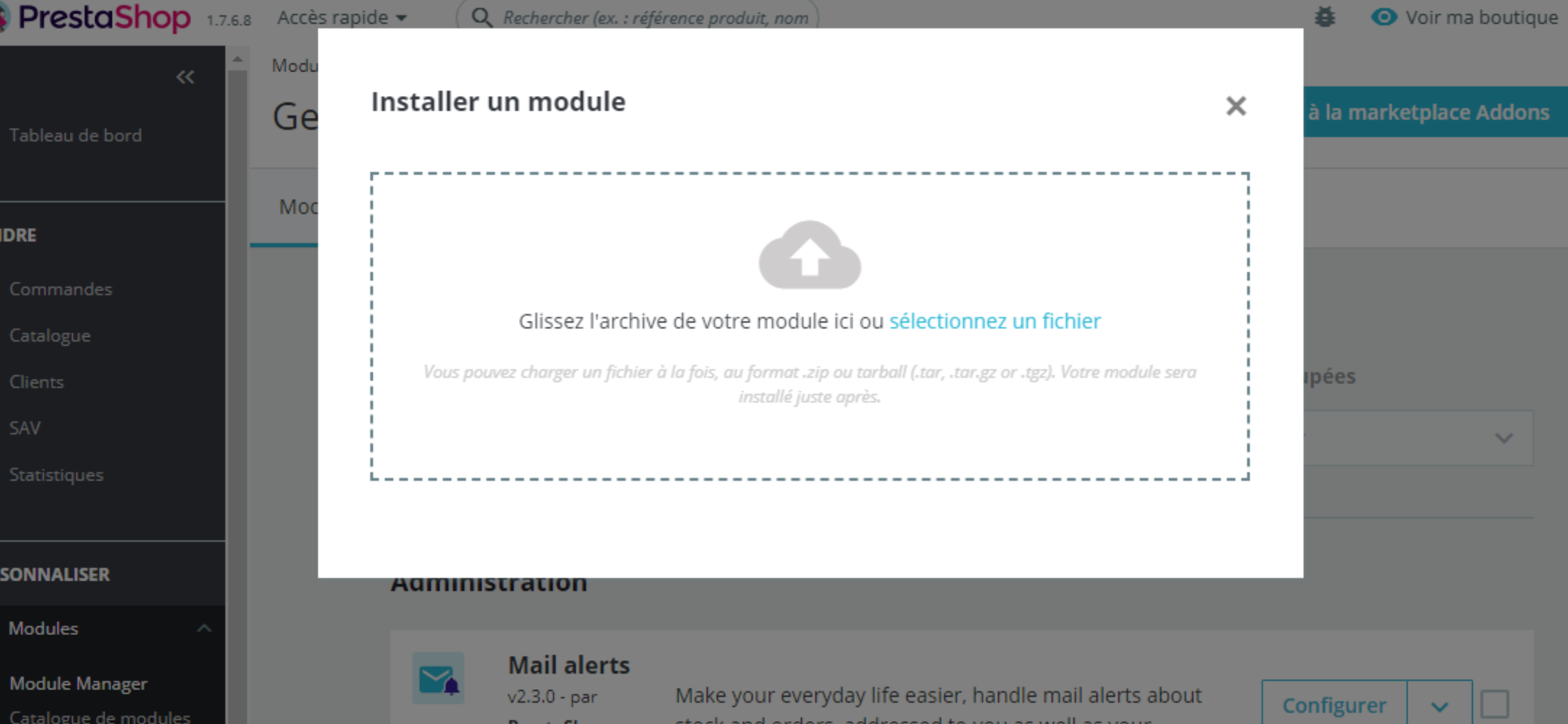 L'installation du module Prestashop
