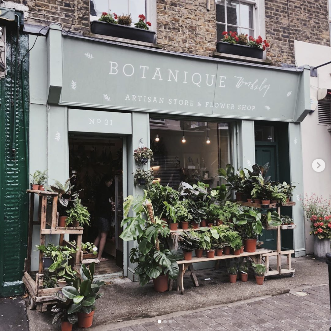 Extérieur du magasin Botanique Workshop, à Londres